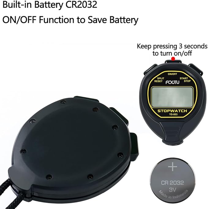 FCXJTU Digital Simple Stopwatch Timer, No Bells, No Alarm, Simple Basic Operation, Silent, Clear Display, ON/Off, Large Display for Swimming Running Training Kids Coaches Referees Teachers