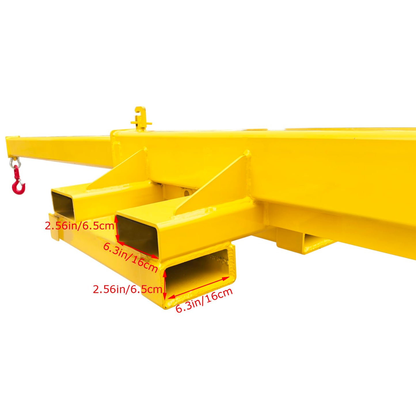 TECHTONGDA Dual-Direction Forklift Jib Crane - 4400 Lbs Telescoping Boom Works in Transverse & Longitudinal, Adjustable Mobile Crane Lifting Hoist Jib Boom with 2 Hooks, Forklift Attachment