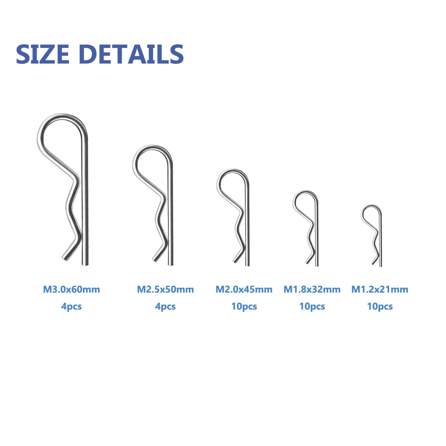 38pcs Cotter Pin Assortment Kit, Hitch Pin Clip R Clips Retaining Pins Tractor Cotter Pin Hair Pin Assortment Spring Clip Retainer Pins for Hitch Pin Lock System, Cotter Pins