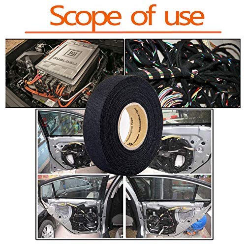 Ergonflow (19MM 25M)(2 Automotive Wiring Harness Cloth Tape High Temp Wire Harness Wrapping Tape, Black Adhesive Fabric