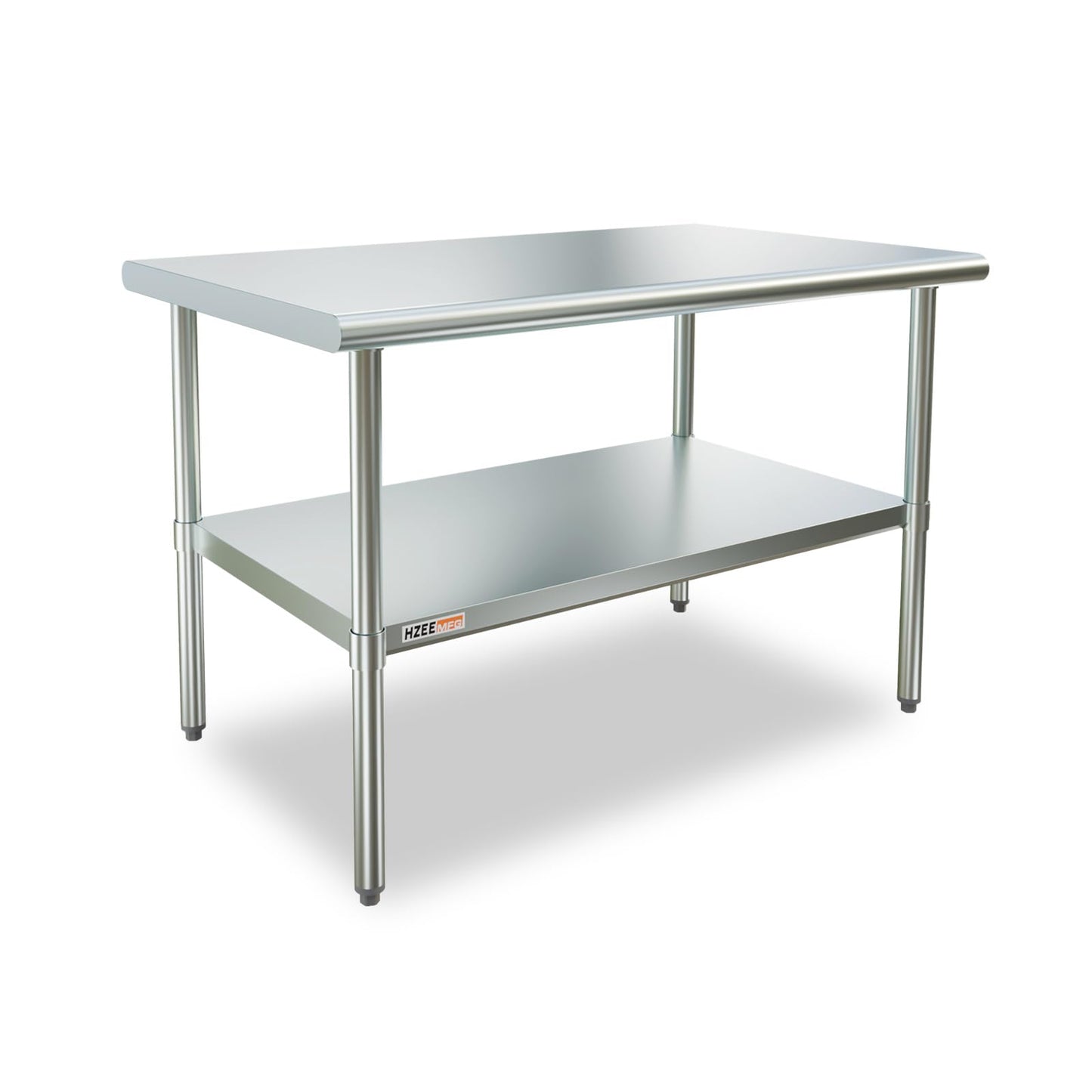 HZEEMFG Stainless Steel Table for Prep & Work 48x30 Inches 4ft, Heavy Duty Metal Table with Adjustable Undershelf for Commercial Kitchen, Restaurant, Home, Laundry,Garage & Hotel