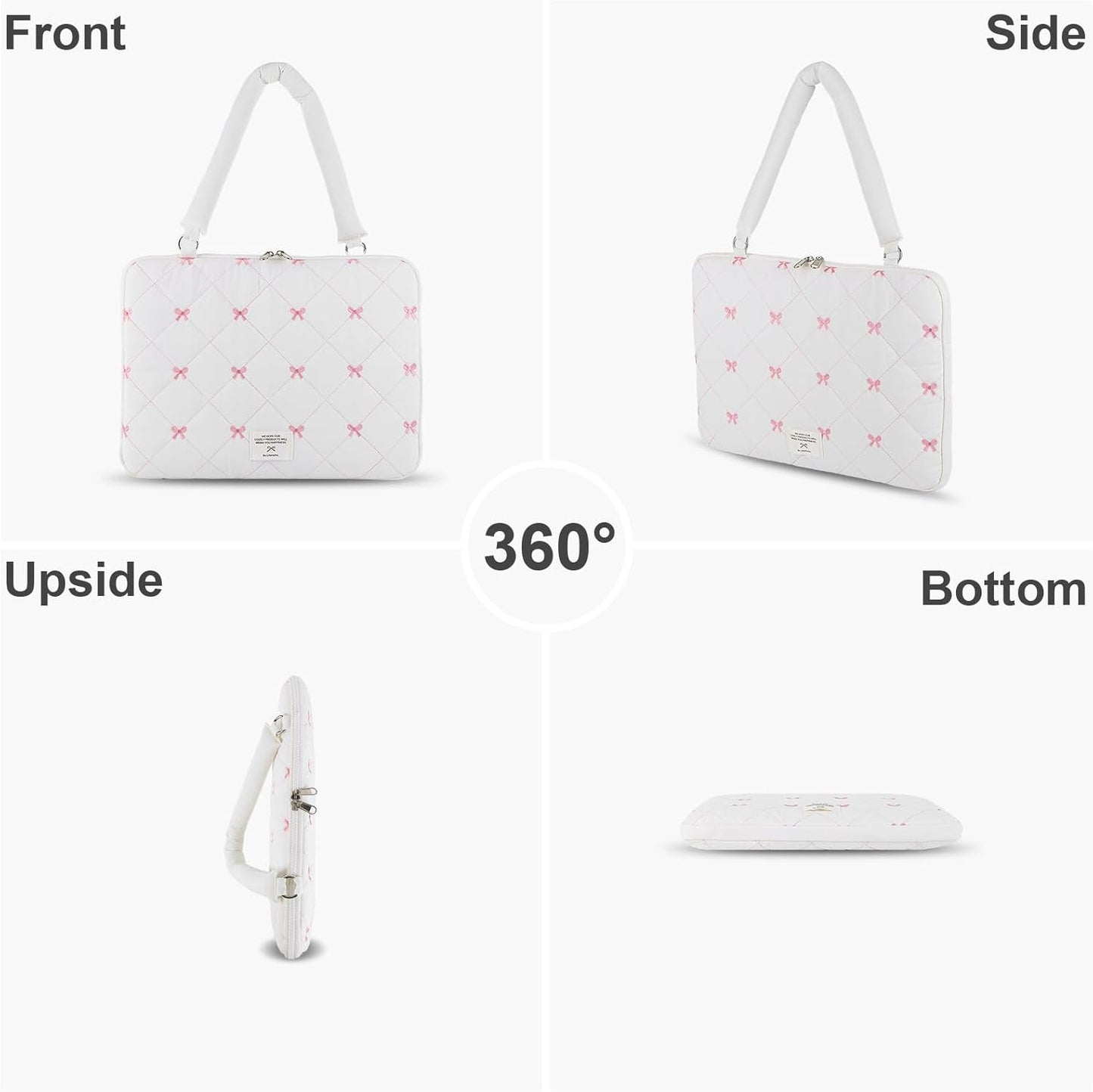 Generic 13-15 Inch 13-14inch) Cute Bow Laptop Case Coquette Puffy Laptop Sleeve Accessories Aesthetic Quilted Computer
