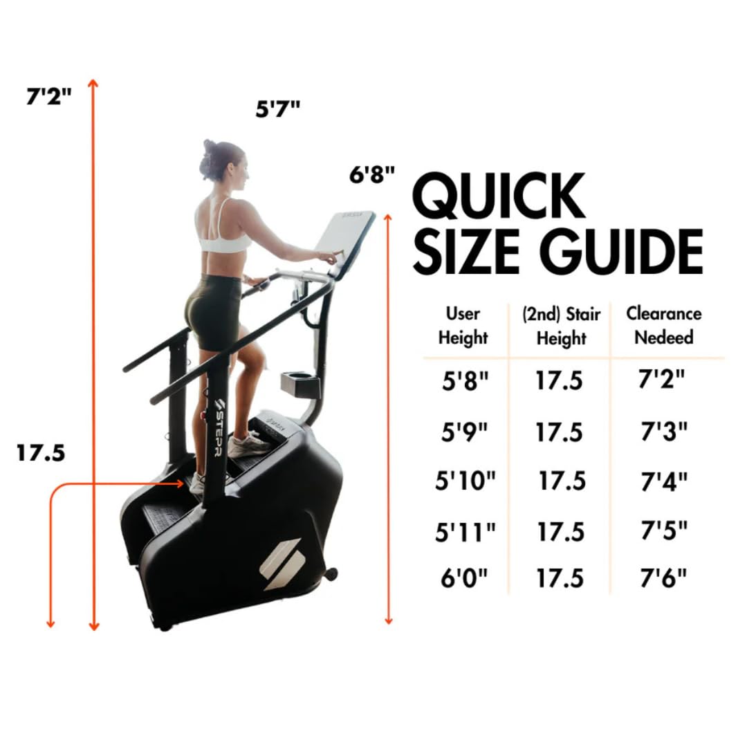 STEPR Classic Commercial Stair Climber Machine – Space-Saving Stairmaster for Home Gym, 8ft Ceiling Friendly, 140 SPM, LED Console & Strength Training Anchor Points