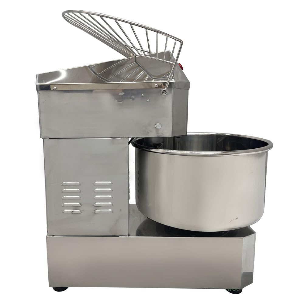 LGXEnzhuo 50L Commercial Dough Mixer with Dual Rotation and Double Speed, 110V 2200W Electric Dough Kneading Machine - Stainless Steel, Spiral Hook, Emergency Stop, for Pizze and Bread