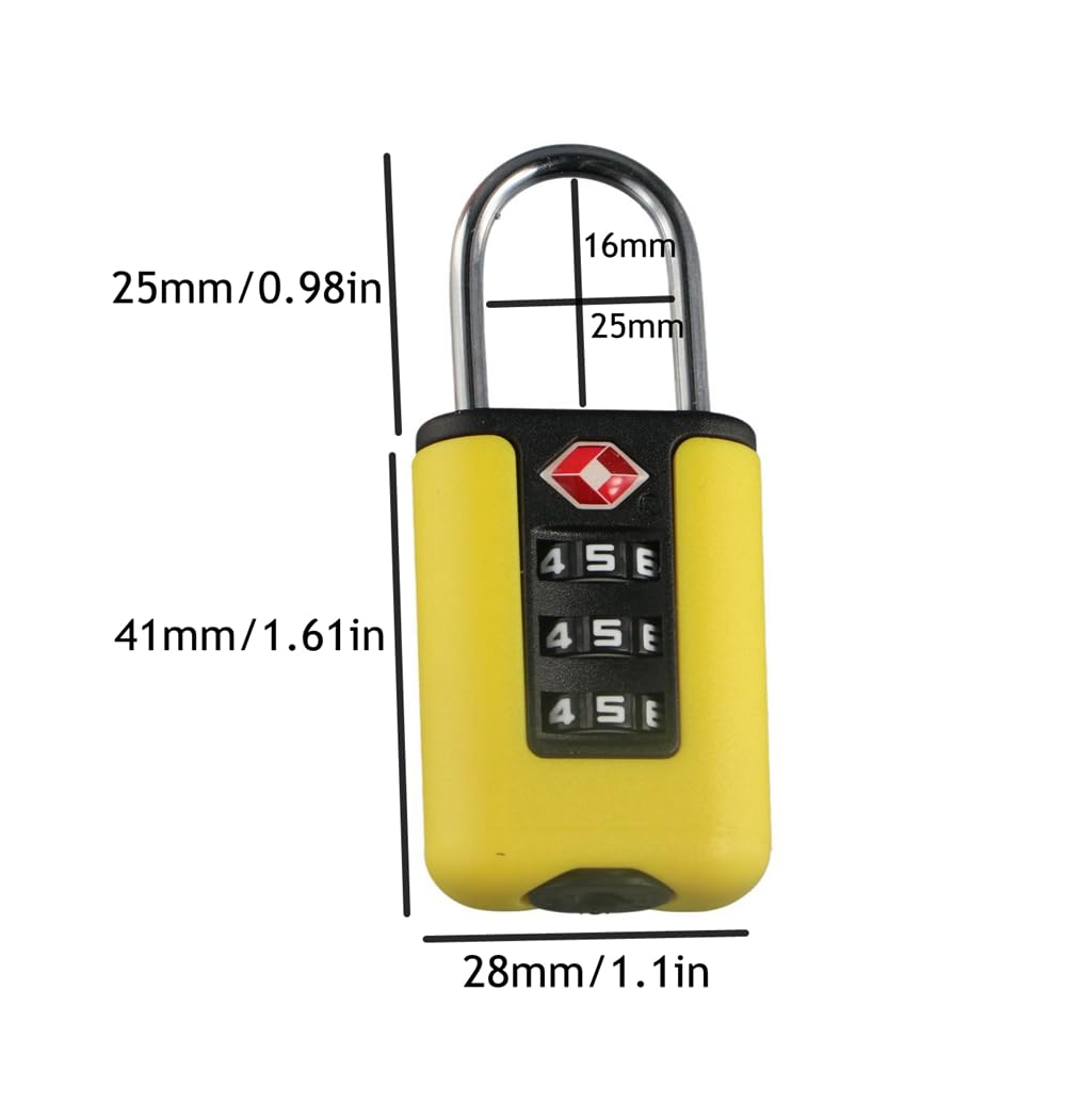 Vctitil 4pcs TSA Customs Code Lock 3-Digit Waterproof Anti-Theft Security Code Lock Convenient Suitcase Luggage Lock(Yellow/Blue/Black/Orange)