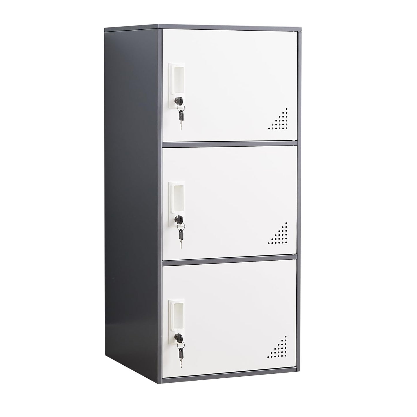 iCHENGGD 3 Door Metal Locker Steel Storage Cabinet, Office Storage Lockers for Employees, Vertical Metal Cabinets for Home,Office,School,Room Storage Organizer