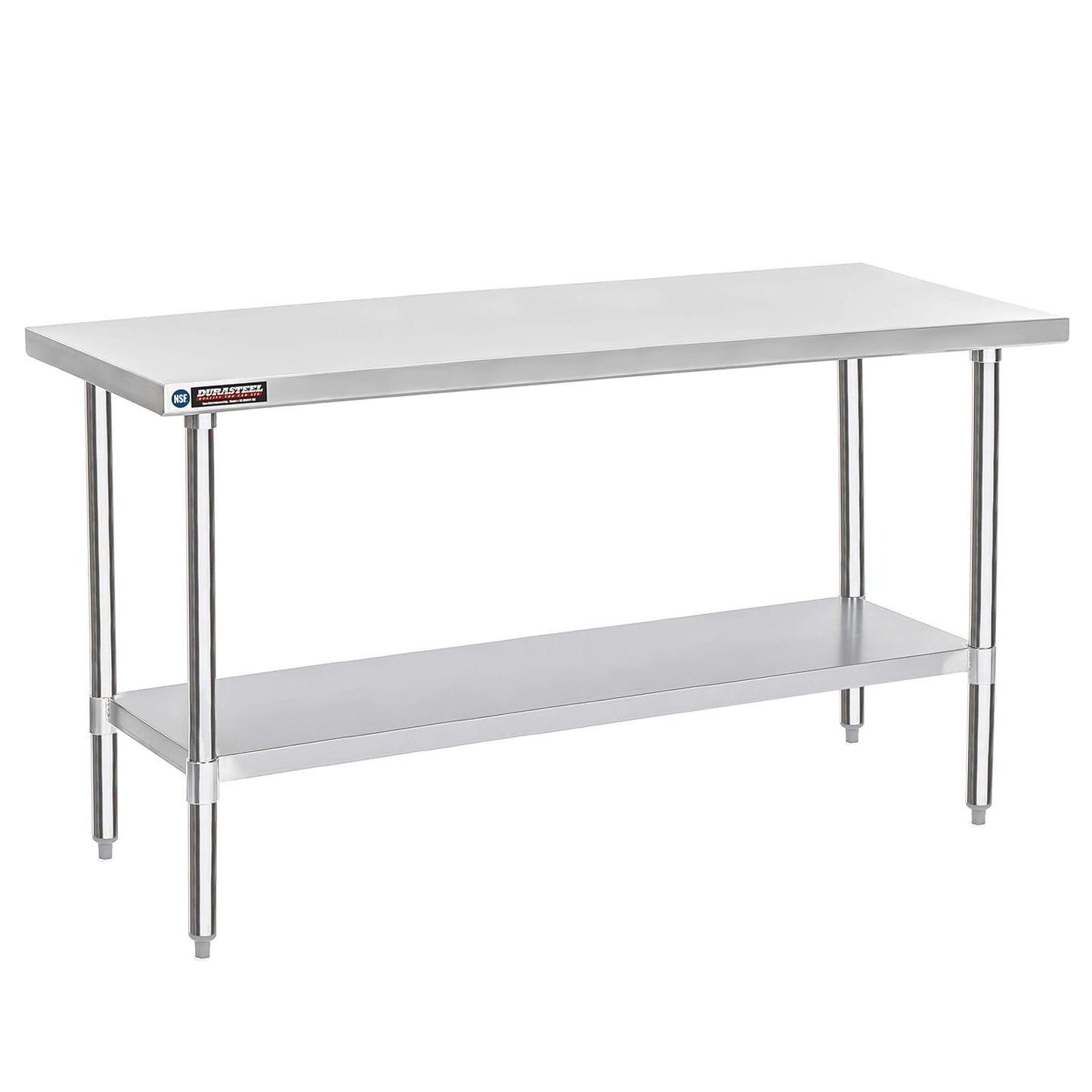 DuraSteel 30x72 Stainless Steel Work Table - NSF Commercial Prep Metal Table - Outdoor Pizza Oven Stand w/Under Shelf - Kitchen Island Laundry Utility Garage Microwave Stand Large Rolling Storage Cart