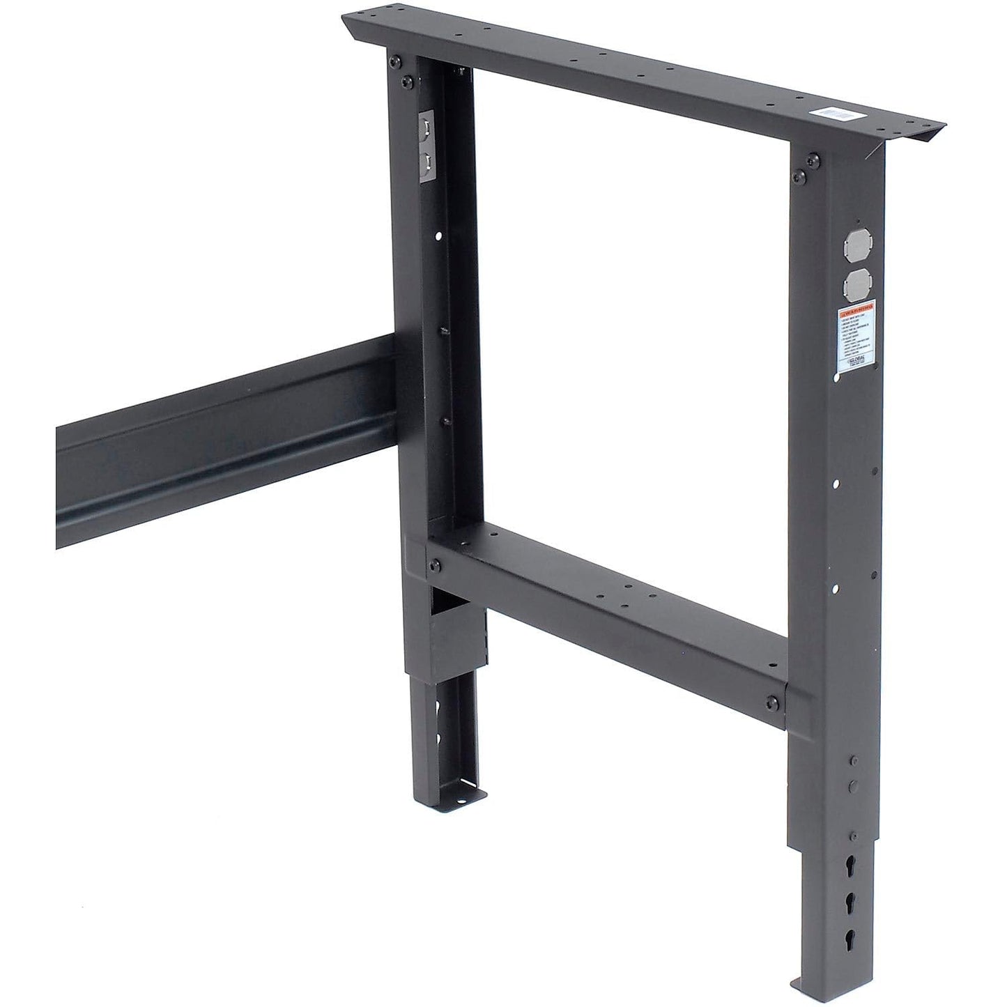Global Industrial Adjustable Height Workbench C-Channel Leg, 60" W x 30" D, 1-1/2" 12-Gauge Steel Top with Square Edge, 2000 Lbs. Capacity, Black, Industrial Workbench