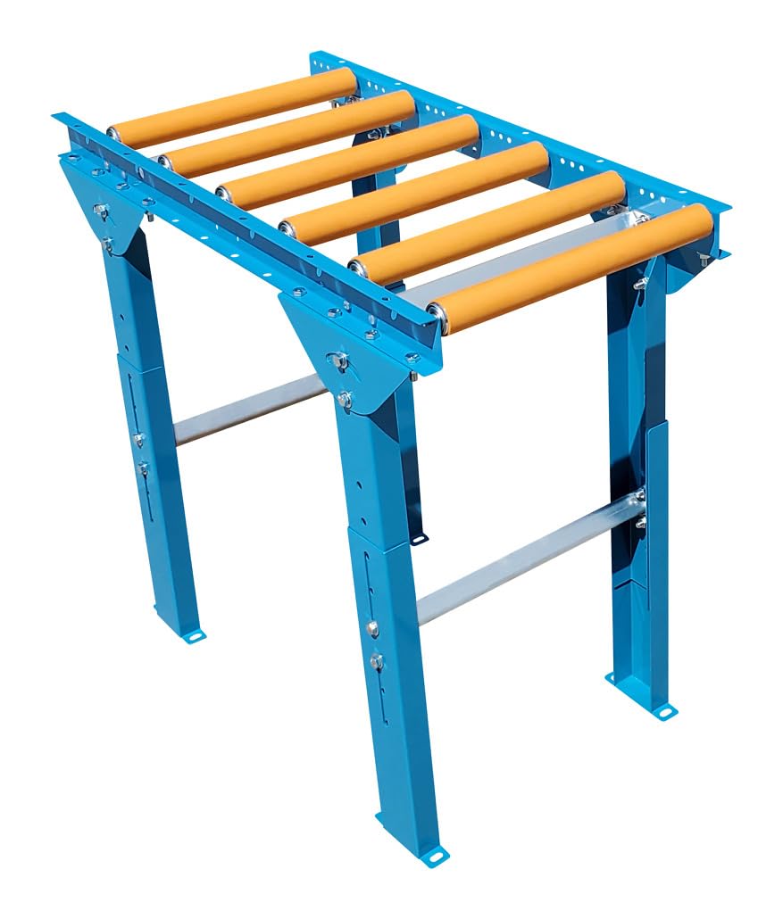 Light-Duty Steel Gravity Conveyor 18" W x 3' L with Legs | 1.5" Smooth Poly-Covered Rollers on 6" Centers | Industrial Galvanized Conveyor System By Ultimation