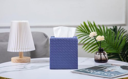 Blue Tissue Box Cover,Tissue Box Cover Square,Blue Tissue Box Holders,Tissue Holder for Bathroom Accessories,Bathroom Tissue Holders