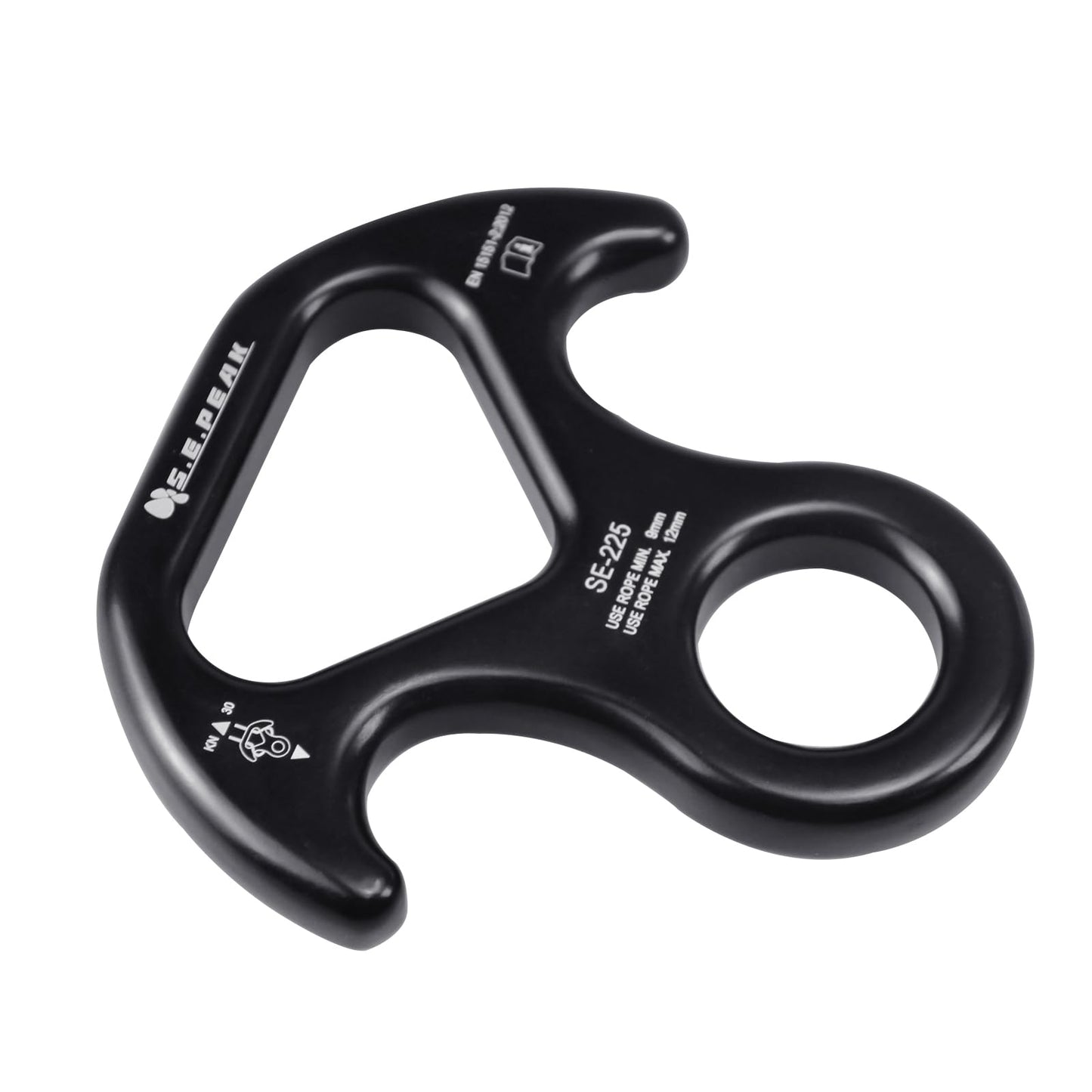 S.E.PEAK 30kN Rescue Figure 8 Descender with Bent-Ear, Rappelling Gear Downhill Equipment Belay Device for Rock Climbing/Aluminum Alloy, Black