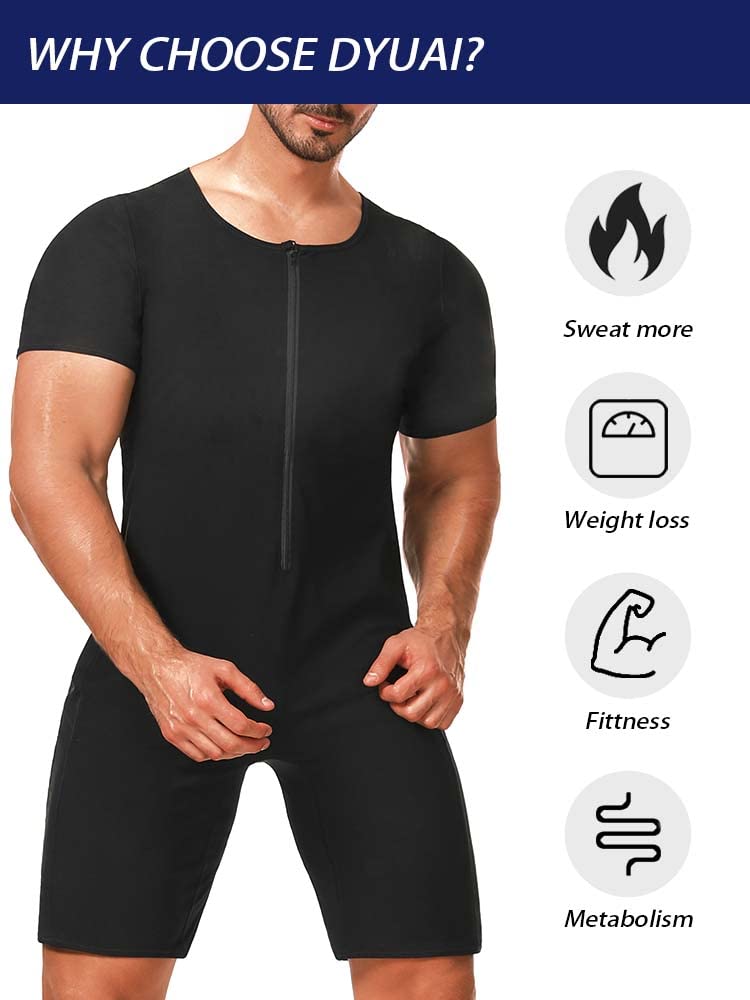 DYUAI Sauna Suits for Men Sauna Sweat Shirt Heat Trapping Vest Full Sauna Shorts Workout Top with Shorts Exercise Fitness(BH7009-01-S)