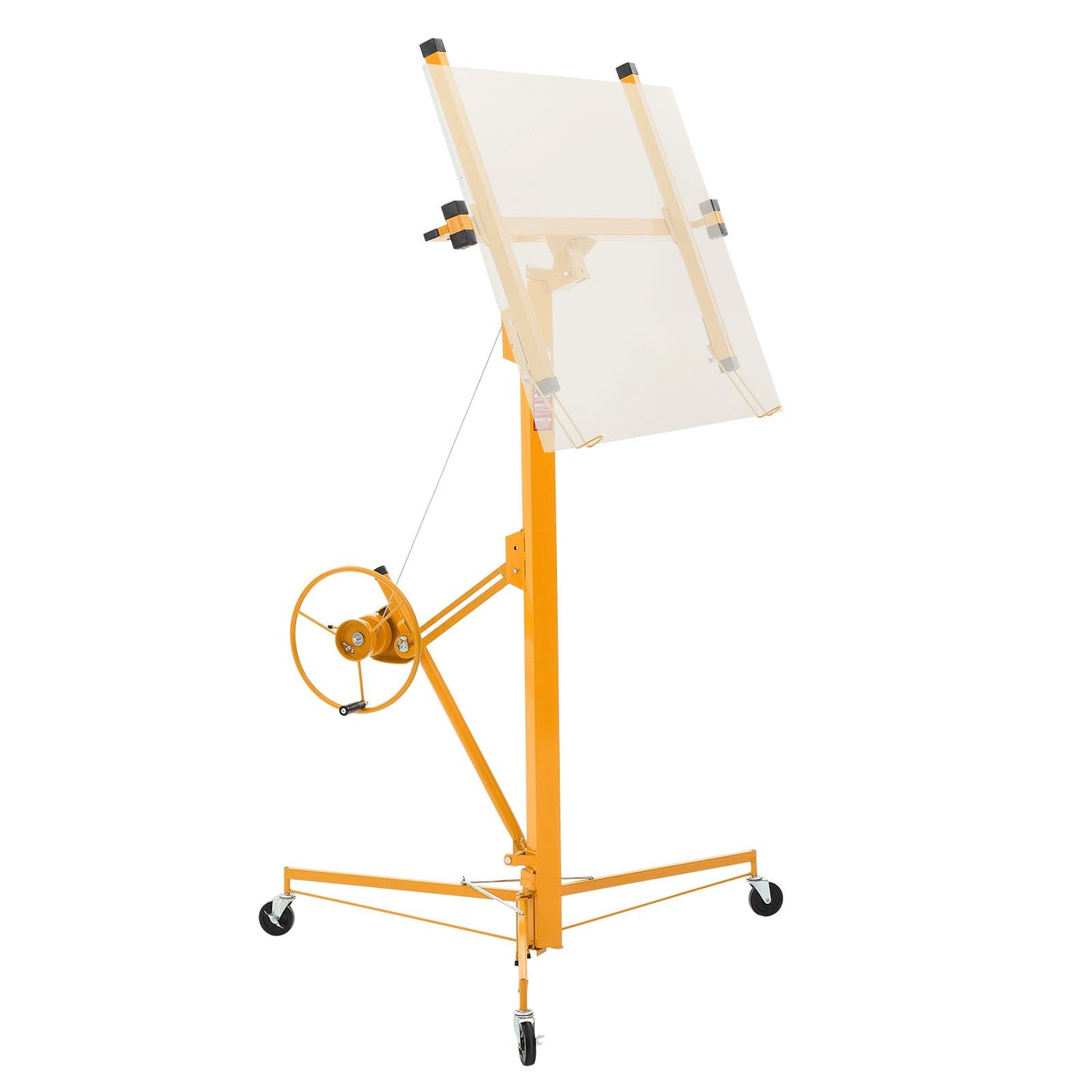 VEVOR 16ft Drywall Lift, Heavy-Duty 150 lbs Sheetrock Hoist with Adjustable Telescoping Arm, Lockable Wheels, Drywall Lifter Panel Jack Hoist Tools Ideal for Ceiling & Wall Installation (Yellow)