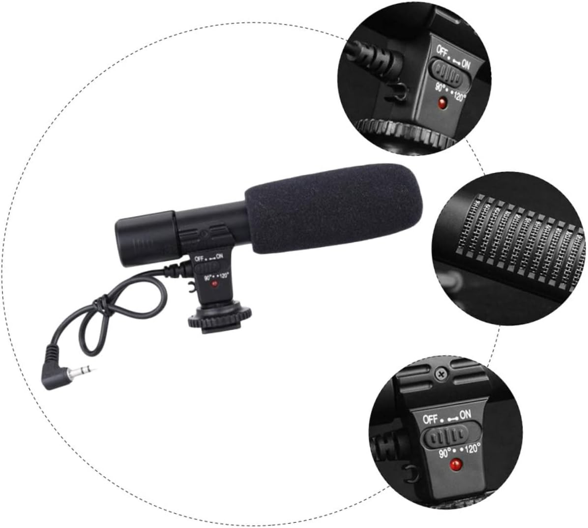 KONTONTY 1pc Interview Microphone for Camera Camcorder and Phone Lightweight Design Compatible Devices for Vloggers