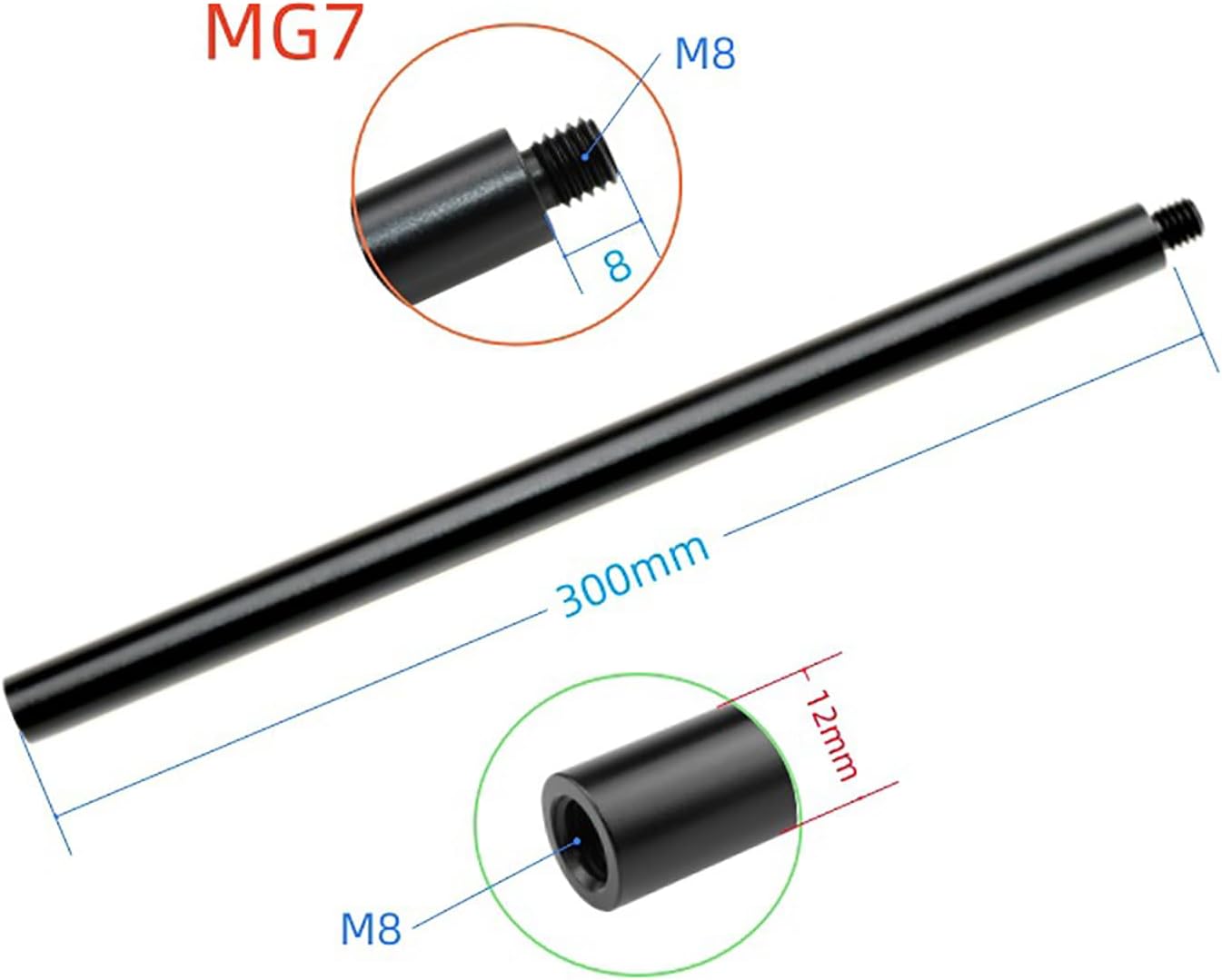 12mm Diameter Tripod Extenders - Female Bottom & Male Top Poles