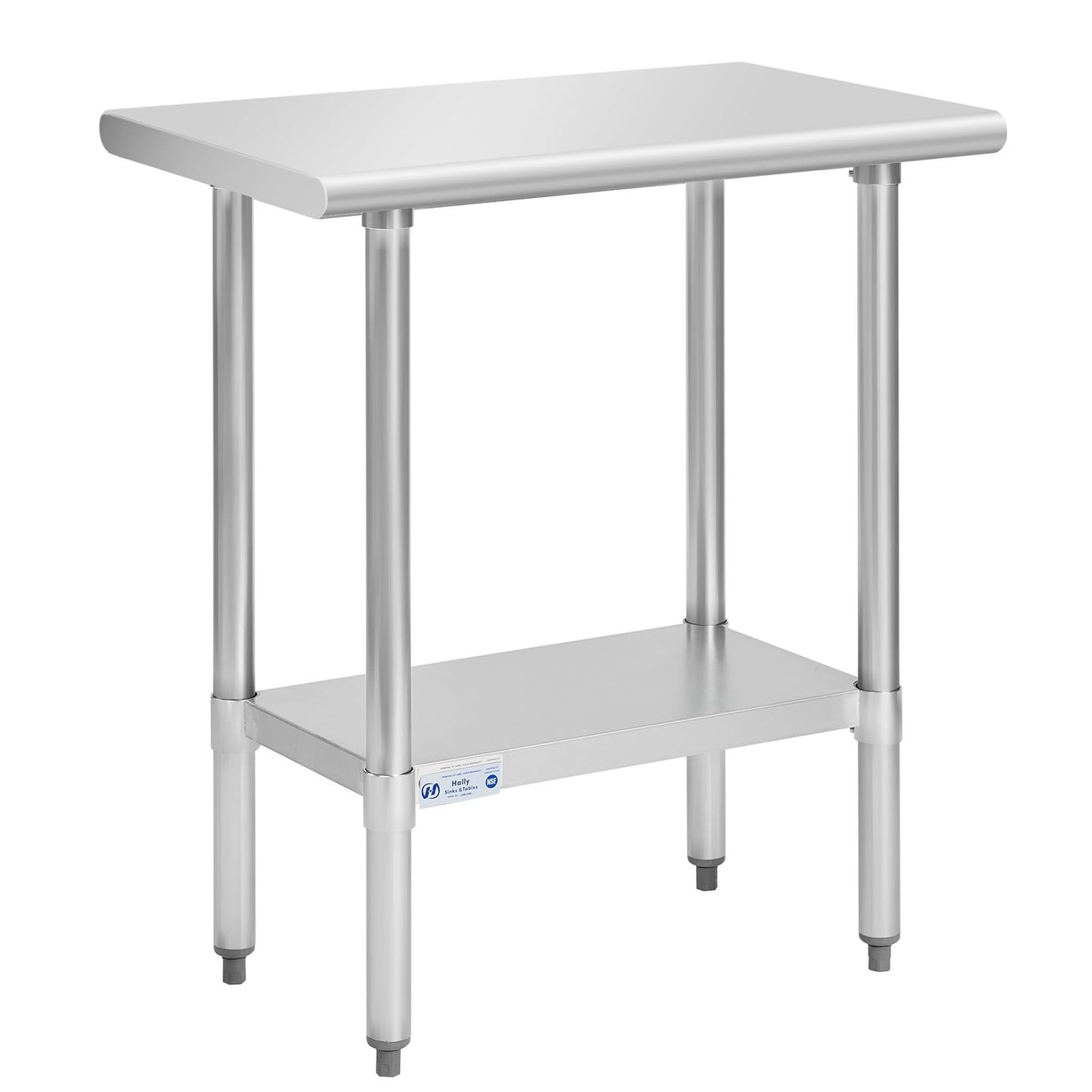 Hally Stainless Steel Table for Prep & Work 30 x 18 Inches, NSF Commercial Heavy Duty Table with Undershelf and Galvanized Legs for Restaurant, Home and Hotel