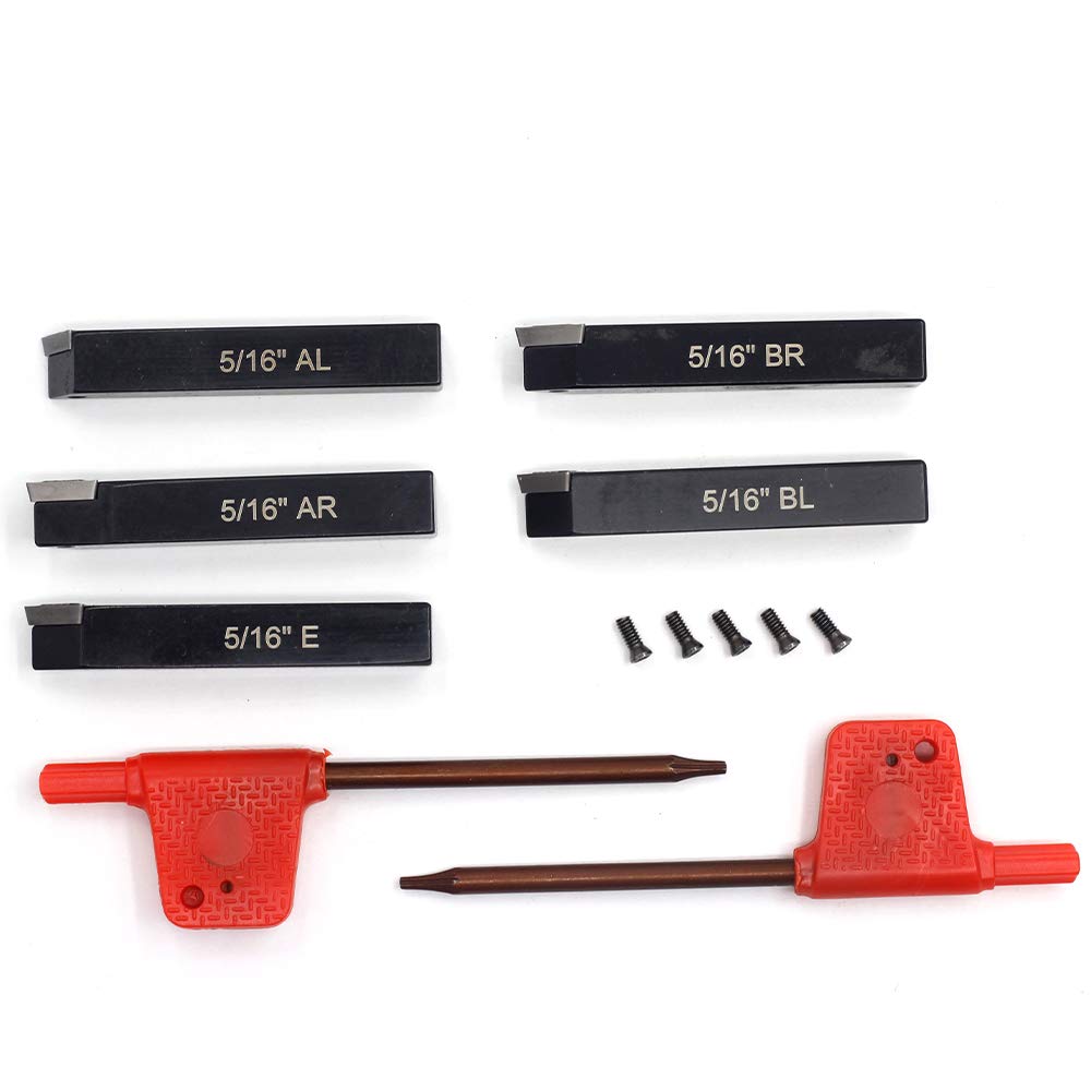 OSCARBIDE 5/16" Mini Lathe Indexable Carbide Turning Tool Holder, Metal Lathe Tools Inserts Bits with Carbide Inserts TCMT090204,5 Pieces/Set