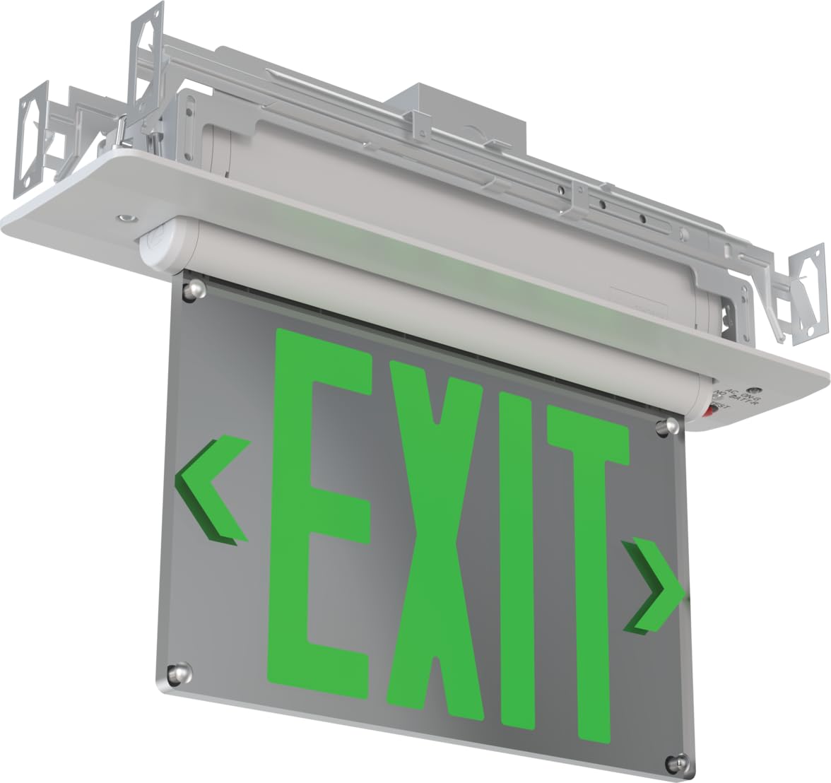 Lithonia Lighting Basics Edge-lit LED Exit Sign with Green Letters, Universal Mount Emergency Exit Only Sign, Ni-Cad Battery Backup (BE W G UM M2)