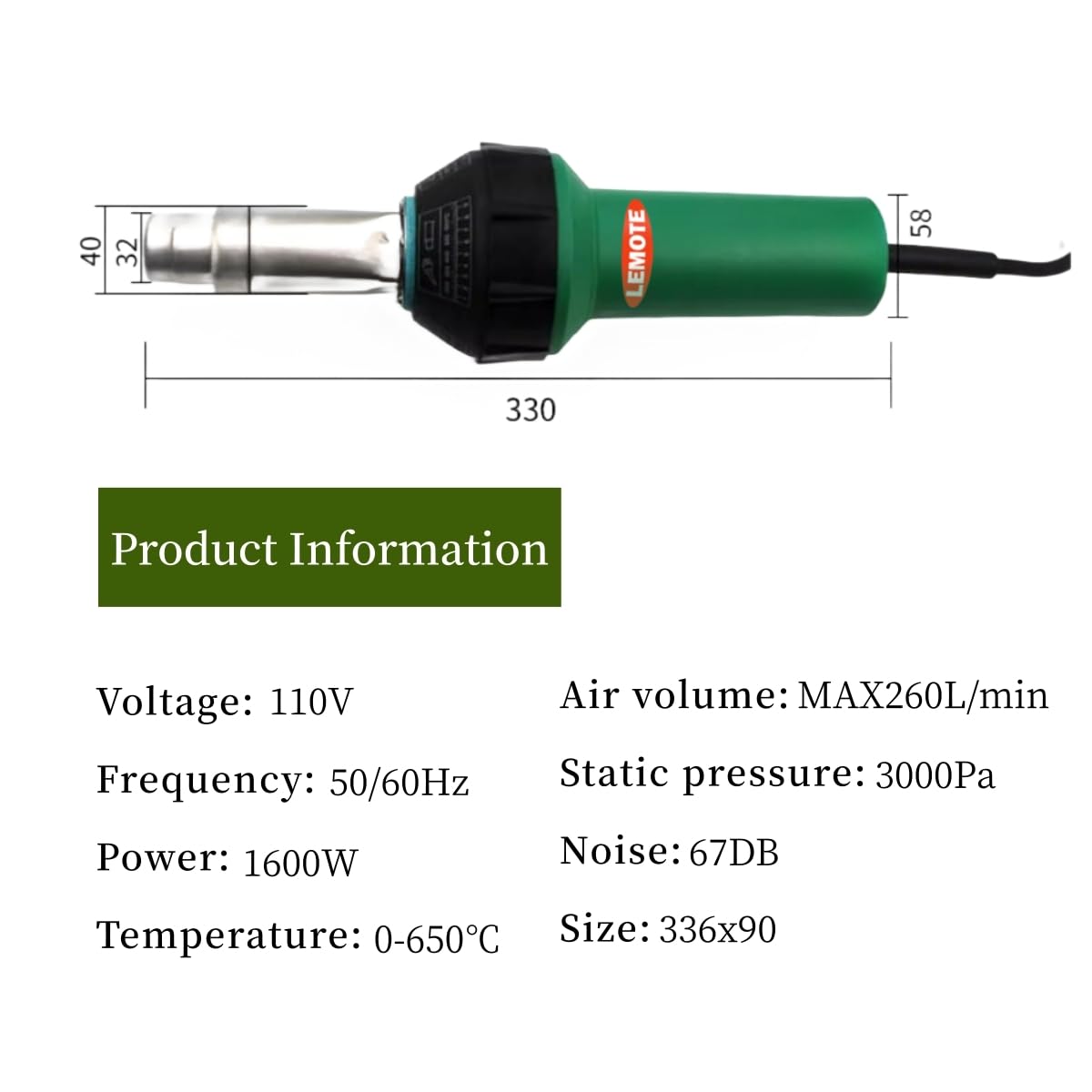 110V 1600W Plastic Welding Gun Hot Air Gun PVC Plastic Floor Welder PP Heat Gun Hot-blast Air Welding Machine (Set 1)