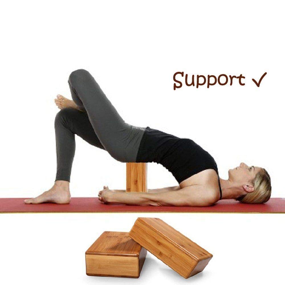 Bamboo Yoga Block (2 PCS), Bamboo Handstand Block,Support Brick to Deepen Poses, Improve Strength and Aid Balance and Flexibility
