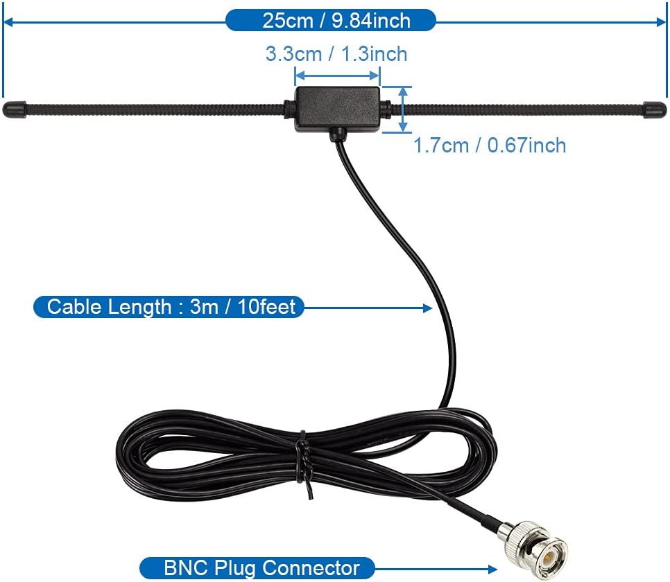 BINGFU 20-1300MHz Police Radio Scanner Dipole Antenna Adhesive Mount BNC Male Vehicle Mobile Ham Amateur Antenna