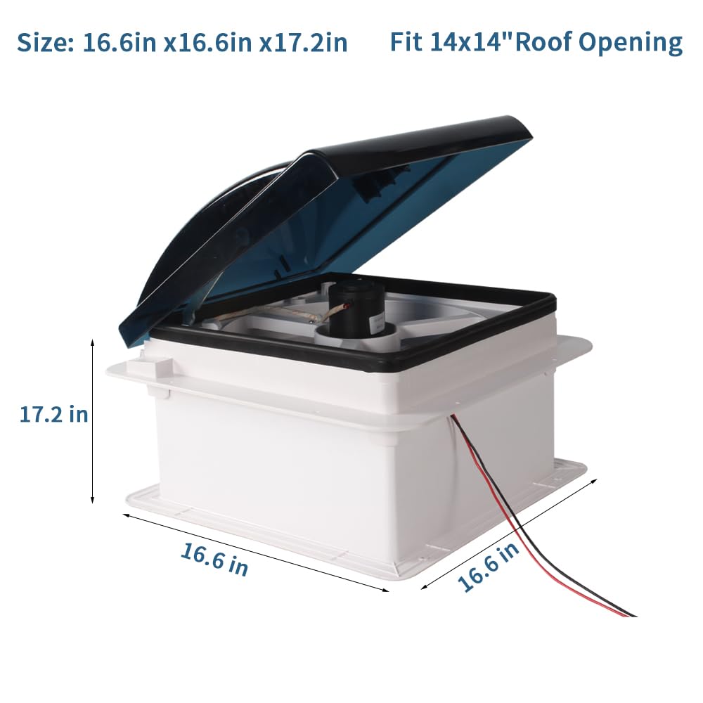 TYTXRV 12V 14" RV Roof Vent Fan with Bug Screen,Manual Control & 3-Speed Quiet Exhaust Fan for RVs/Campers/Trailers