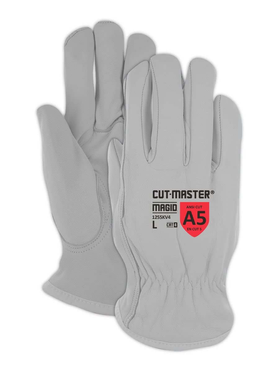 MAGID CutMaster ANSI A5 Arc-Rated Kevlar-Lined Leather Drivers Glove, 12 Pairs, Size 8/Medium (1255KV4)