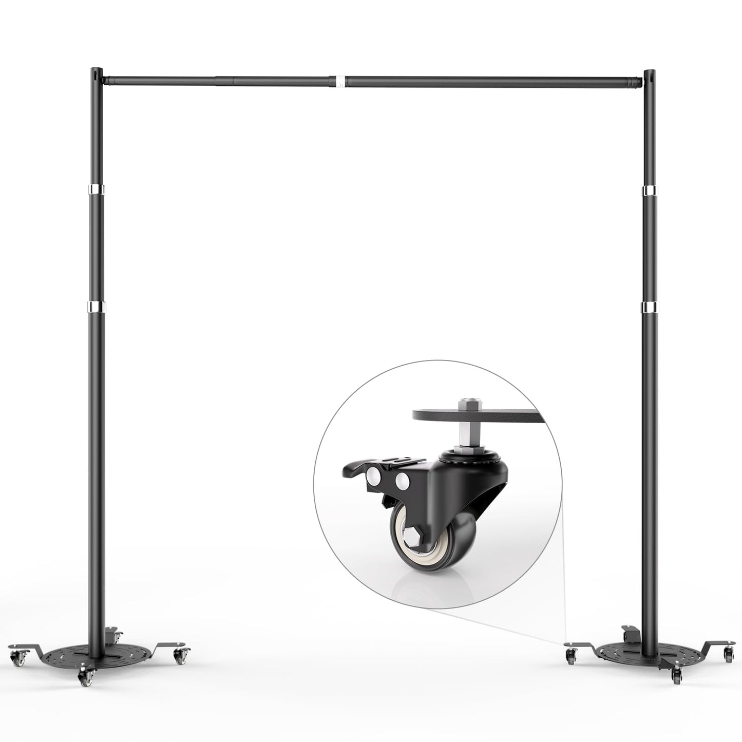 EMART Pipe and Drape Backdrop Stand Kit, Heavy Duty Adjustable Photo Background 10ftx10ft with Wheels, Metal Frame with Flat Base for Photography Wedding Birthday Party Decorations-Black