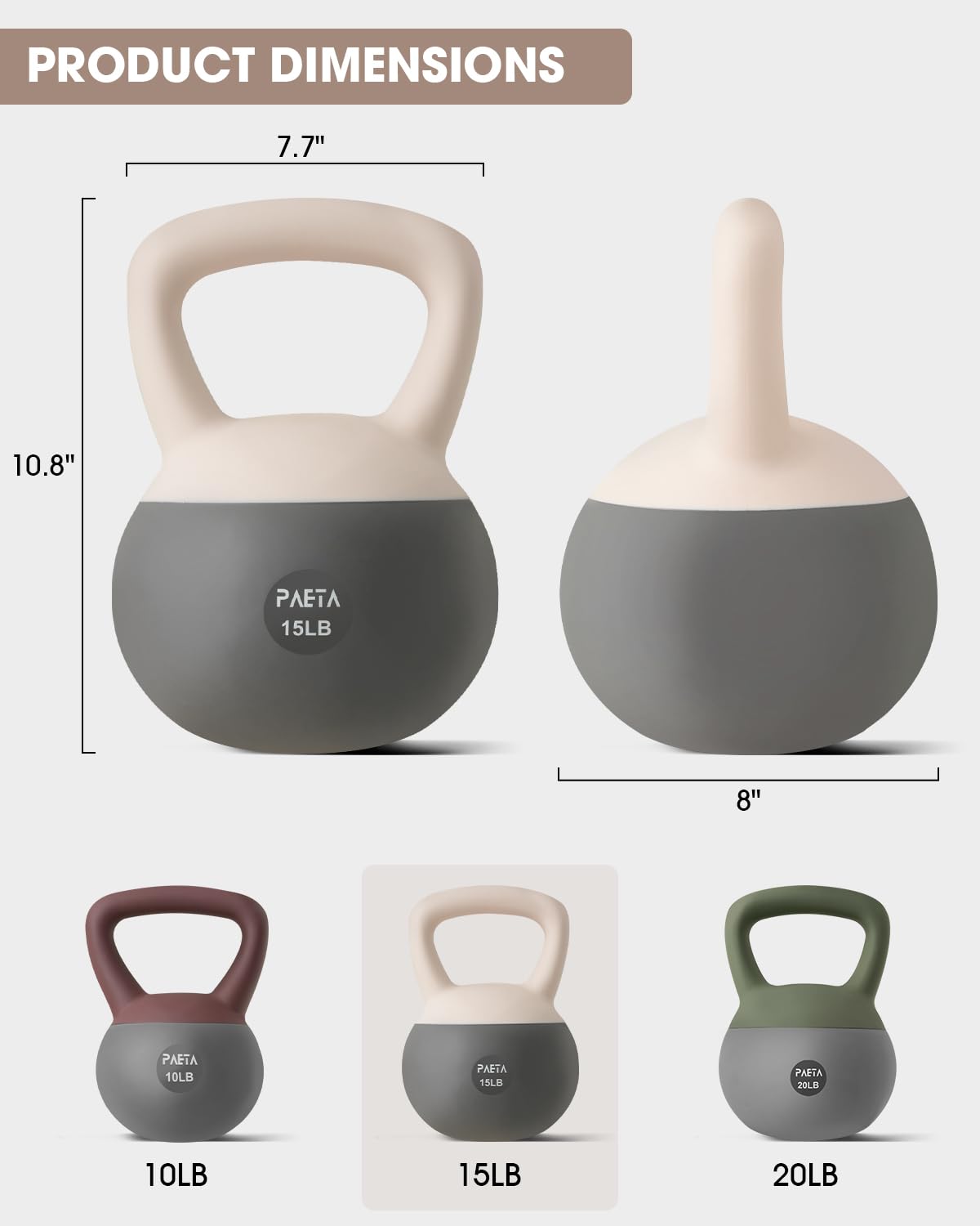 PAETA Soft Kettlebell for Home Gym – Anti-Slip Grip & Wide Handle Design, Soft-Sided Cushioned Base Kettlebell, Soft Kettlebell set for Strength Training - Ideal for Men, Women, 45lbs
