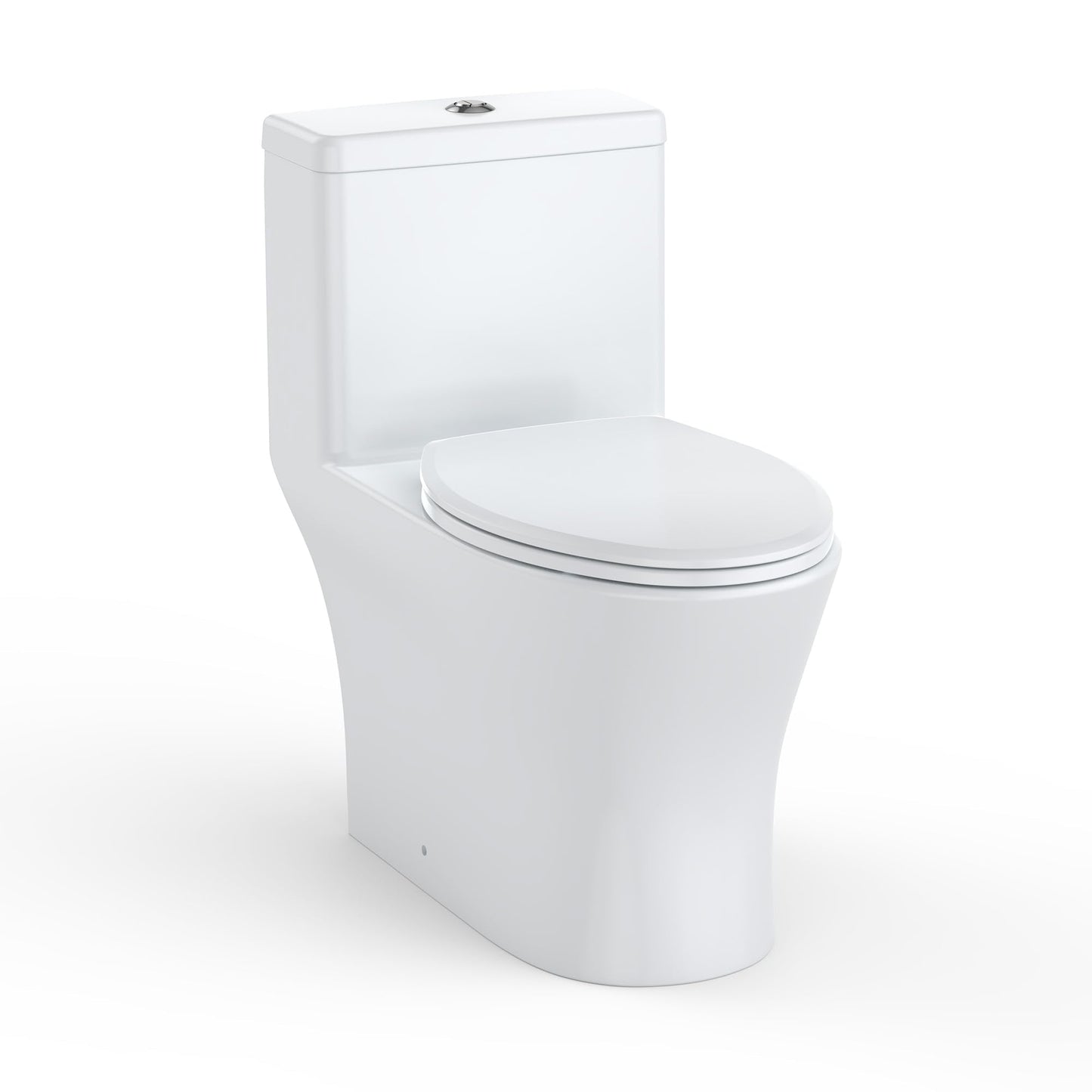 Toilet One-Piece, Water Efficient Dual Top Flush, Elongated Comfort Bowl, Soft Close Seat, White Ceramic Toilet, Easy Install, Modern Bathroom, 3/4.8l, Compact Sleek Design