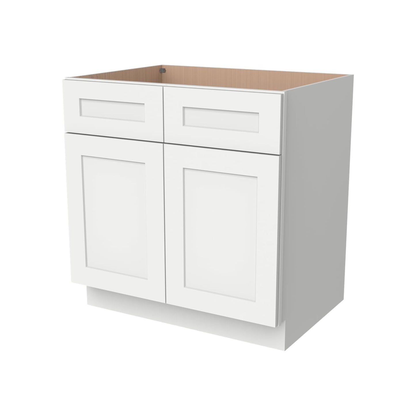 HCIOAN Solid Wood Frame Shaker Style RTA Sink Base Cabinet - 2 Doors, 1 False Drawer for Kitchen, Bathroom Vanity, Office, Washroom (SK-Origami White, 42" W x 24" D x 34.5" H)