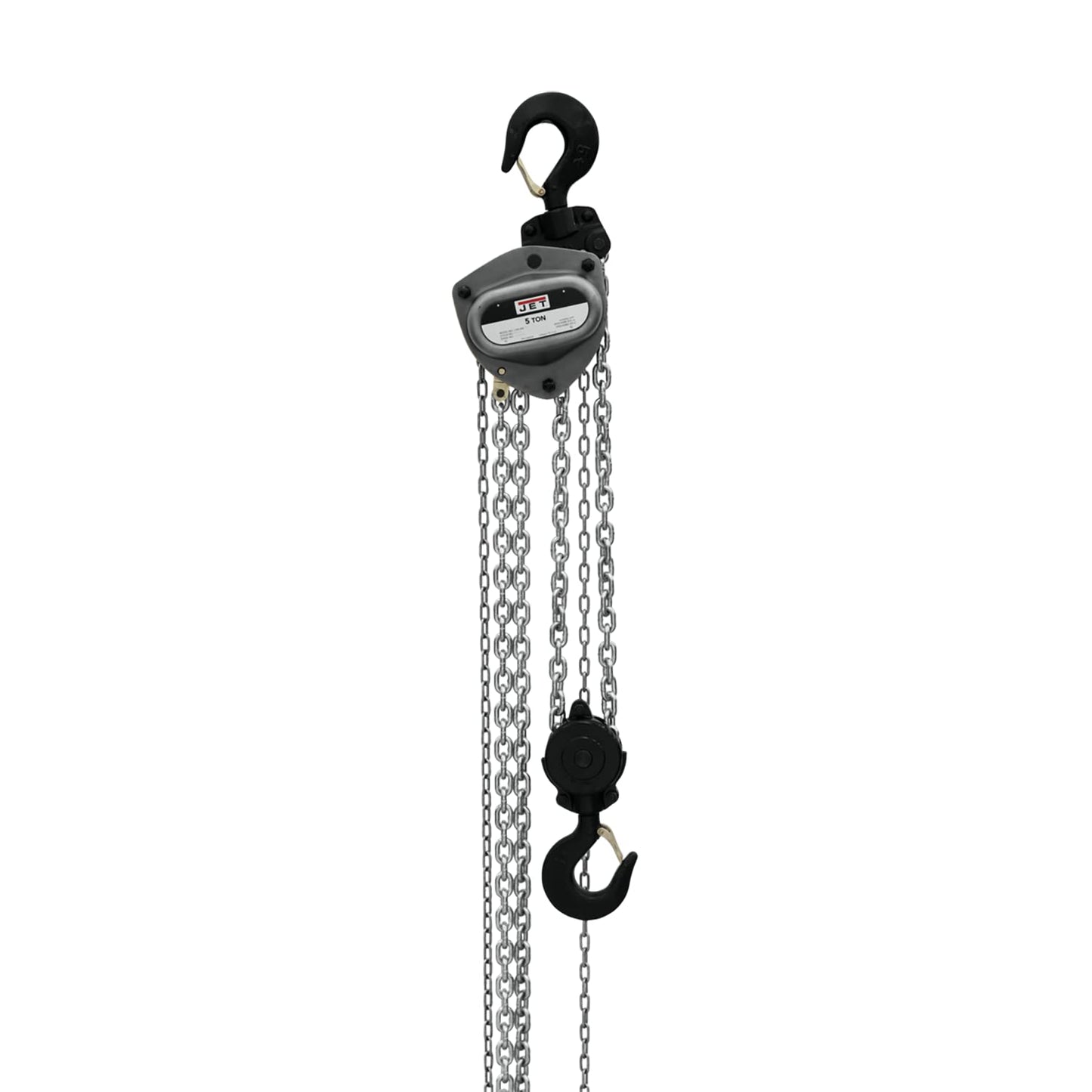 JET 5-Ton Hand Chain Hoist, 20' Lift, Overload Protection (L-100-500WO-20)