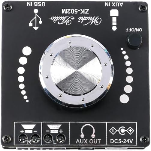 ZK-502M 50W+50W 2.0 12V 502M Bluetooth-Compatible Amplifier Mini Stereo Dual Channel AMP Power Output DC AUX USB Input