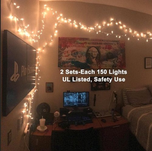 Brizled Clear Christmas Lights - 300 Count 69.6ft Connectable Indoor/Outdoor White String Lights