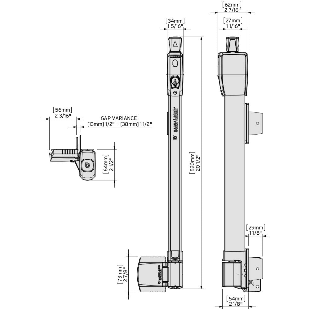 D&D Technologies ML3TPKAWT MagnaLatch Top Pull 20-inch Gate Latch, Magnetic Lock System, Professional-Grade Pool & Child Safety Gate Latch, Weather-Resistant Hardware, Any Square Gate Frame and Post
