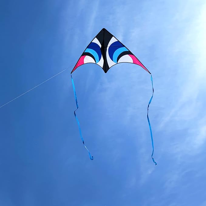 Delta Kite for Kids & Adults - Easy to Fly Large Single Line Beach Kite with 300ft String Handle Included, Perfect for Beginners, Teens