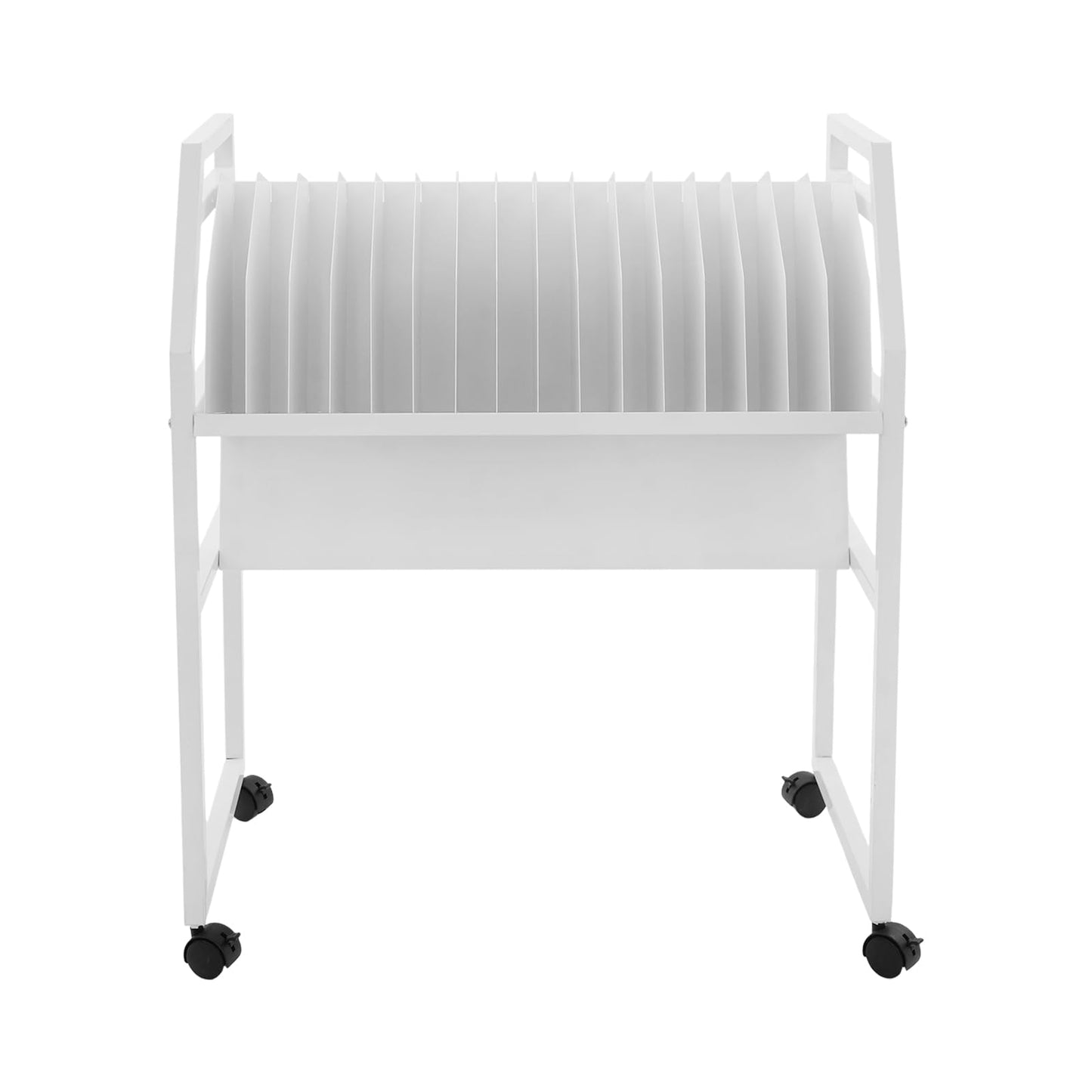 16-Device Mobile Charging Station, Tablet & Laptop Charging Cart, Chargings Cart with Removable Dividers, Portable Chargings Stand, for Classrooms, Libraries, Offices (White)