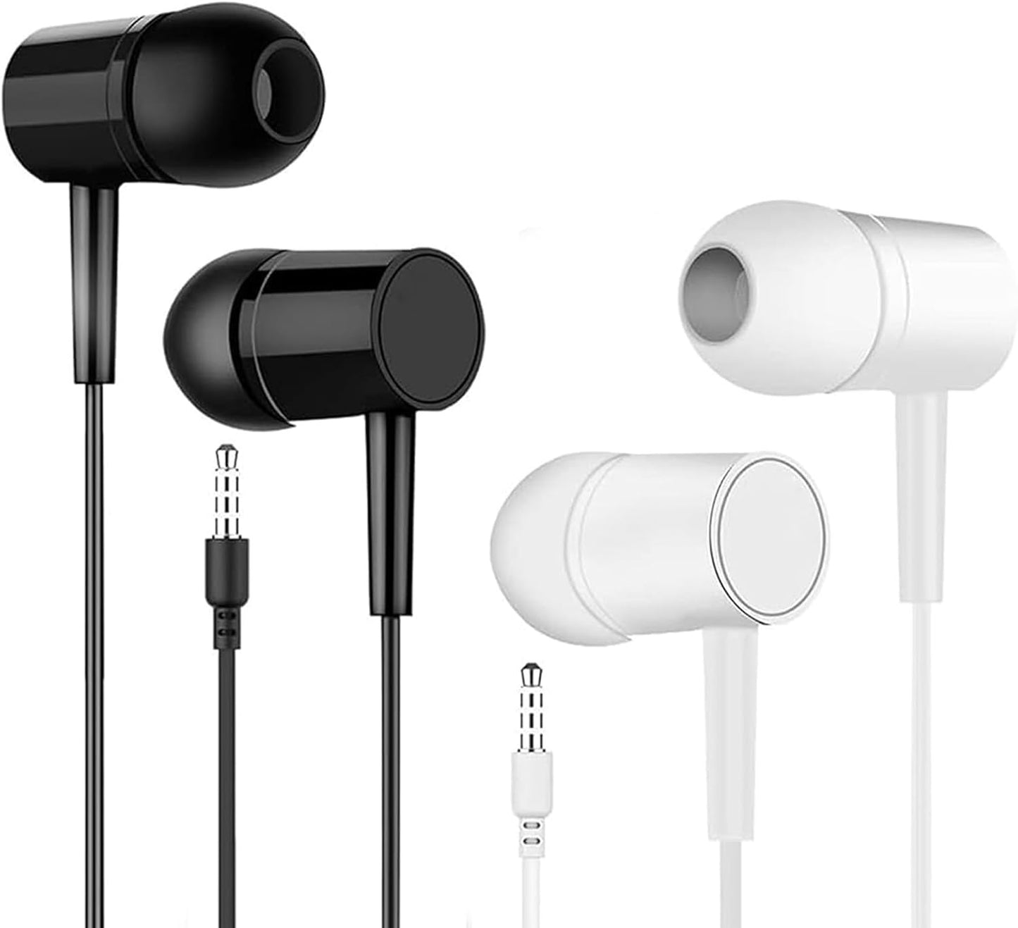 Mezqai 2 Packs- 3.5mm Wired Earbuds with Mic, in Ear Headphones, Wired Jack Headse, Noise Cancelling Headphones, Clear