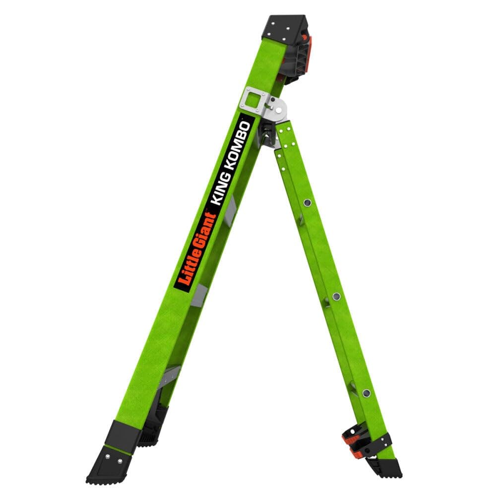 Little Giant Ladders King Kombo™ Industrial 5-Ft Multi-Position Ladder, Step/Extension/Leaning Modes, Non-Conductive Fiberglass, Rotating Wall Pad, Ground Cue, 375 Lbs. Capacity Type IAA