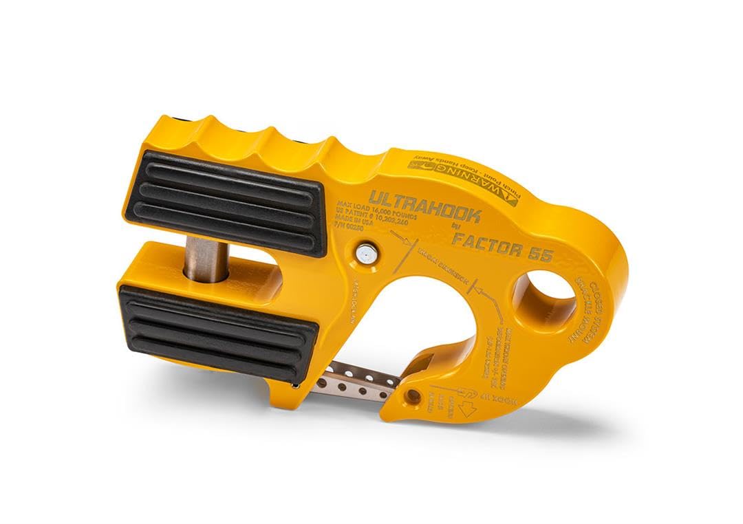 Factor 55 00250-03 Ultrahook Winch Hook Closed System Shackle Max Load 16,000 lbs ULT Strength Shackle Pin Mount 48,000 lbs Offroad 4x4 Adventure – Yellow