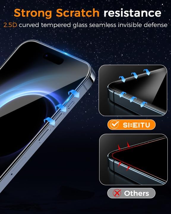 3 Pack 17 3 Pack 6.3 Inch 9H SIBEITU Screen Protector for iPhone with Camera Lens Tempered Glass Protector +
