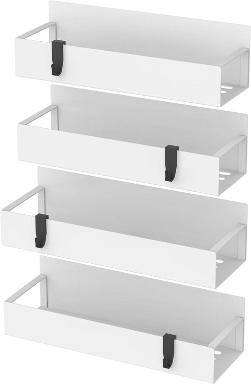 HuggieGems Magnetic Spice Storage Rack - 4 Pack Organizer for Refrigerator & Oven | White