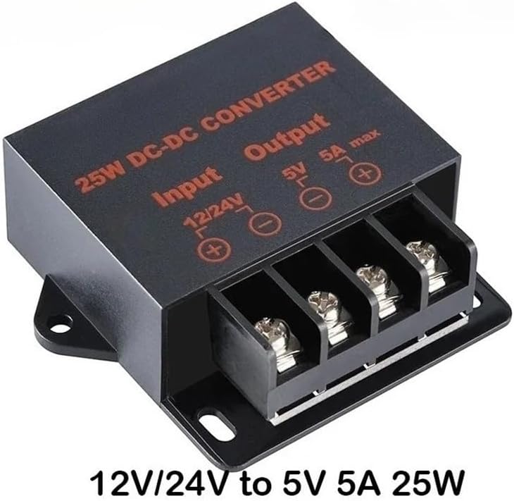 XIAODAIF 1piece 12V 24V Systems(5V*5A) d c d c Step Down Converter Reducer, Regulator Stabilizer Power Supply for Cars