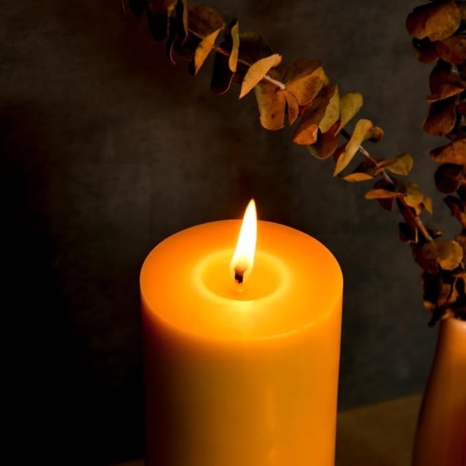 3PCS 3"x 3" Beeswax Pillar Candles, Made of Pure Natural Beeswax, with Ultra Long Burning Time and Low Allergenicity-Raw,40H