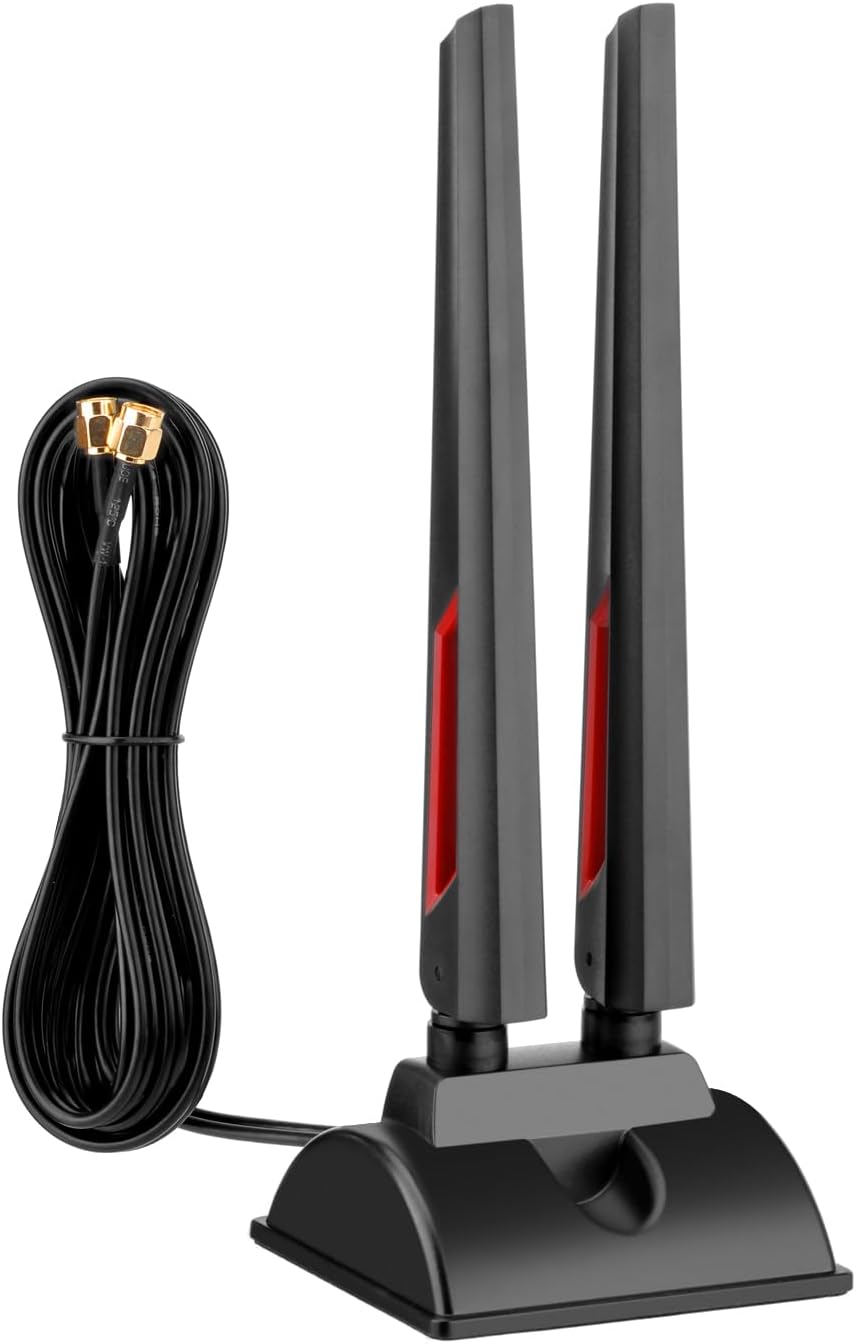 Superbat 6E 2.4GHz 5GHz 6GHz WiFi Tri-Band Antenna Magnetic Base WiFi Antenna with RP-SMA Extension Cable for PC