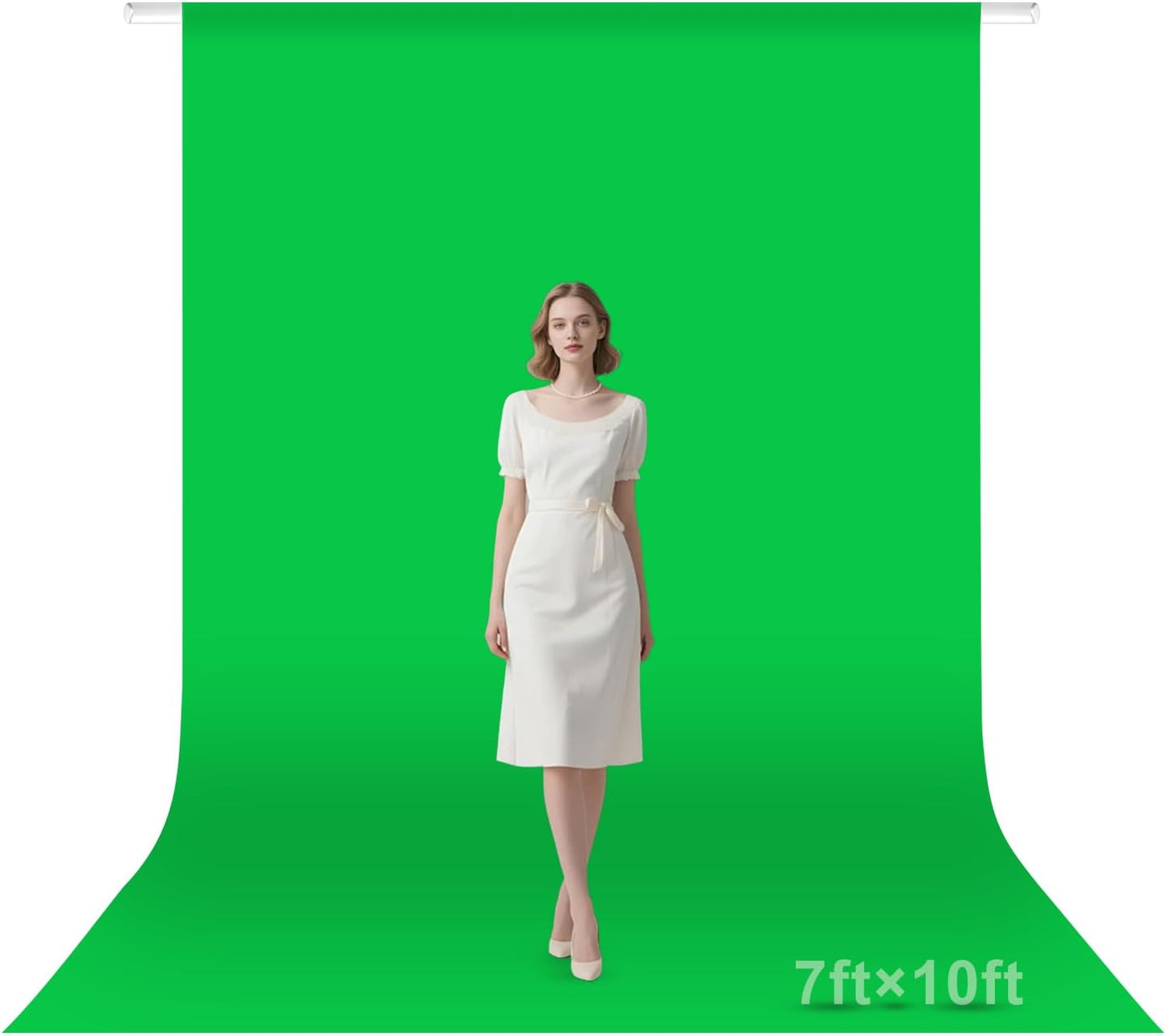 Qoolfoto 710FT Green Screen Backdrop, Photography Chromakey Greenscreen Background Sheet for Zoom Meeting, Polyester