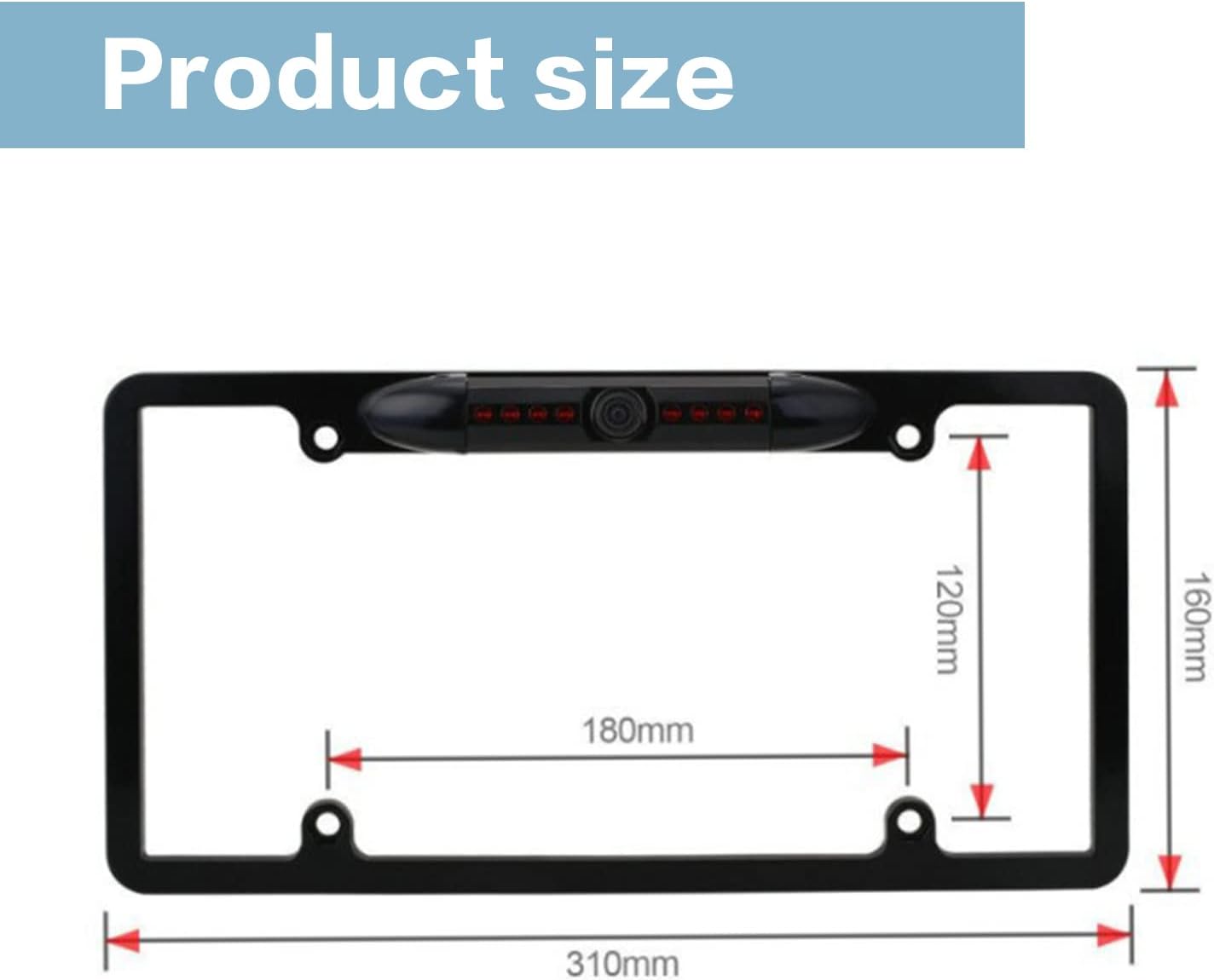AOCISKA 8 170 License Plate Frame Backup Camera, Rear View Camera with LED, Viewing Angle Night Vision Car