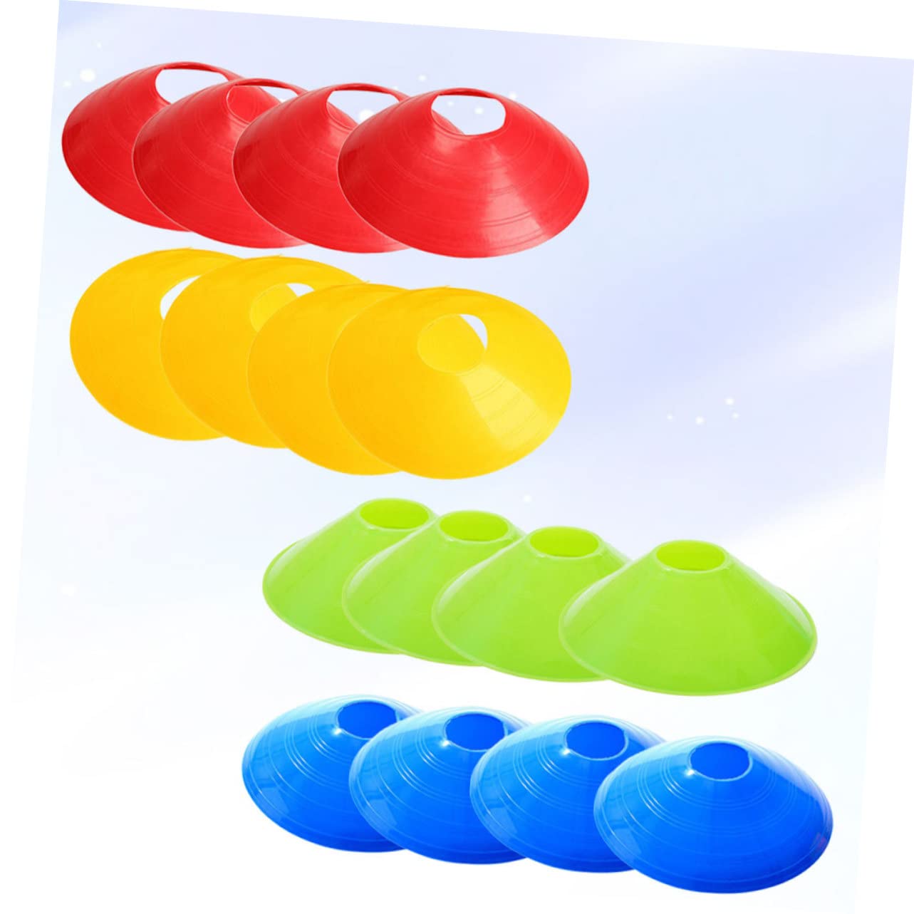 KESYOO 16 Pcs Soccer Training Disc Cones Football Marker Trays in Red Blue Green Yellow for Agility Drills and Outdoor Sports Practice