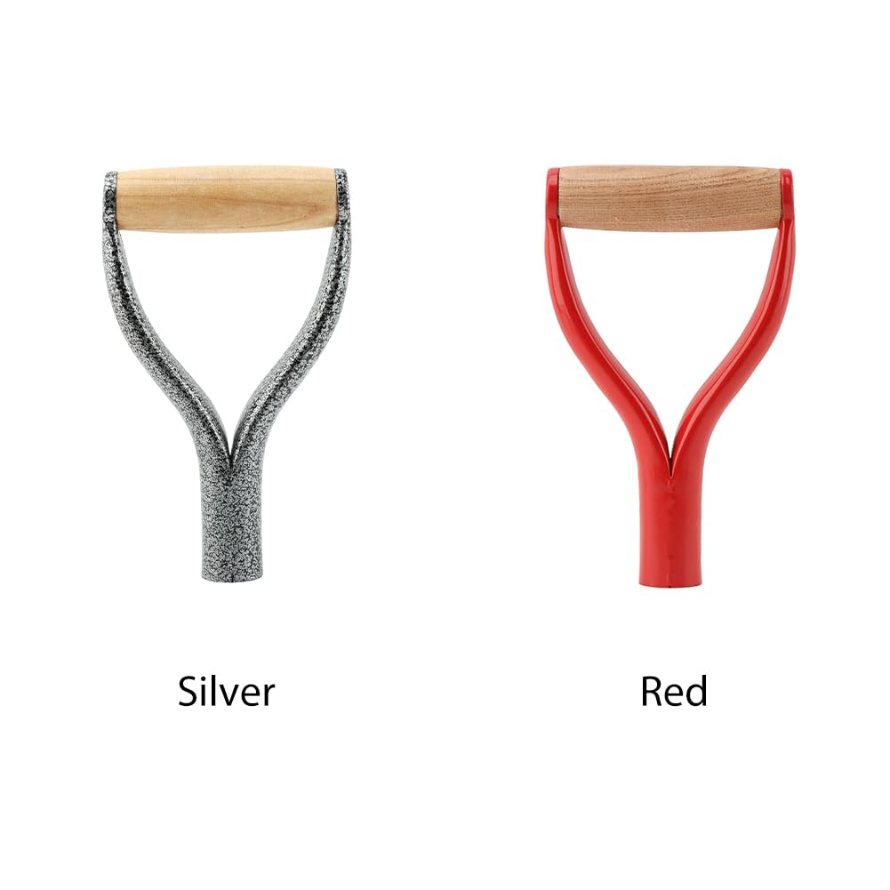 Shovel D Grip Handle, 31mm Inner Diameter Metal Spade Snow Shovel Handle Replacement with Comfortable Grip, D Grip Shovels Replacement for Garden Digging Raking Tool(Red)
