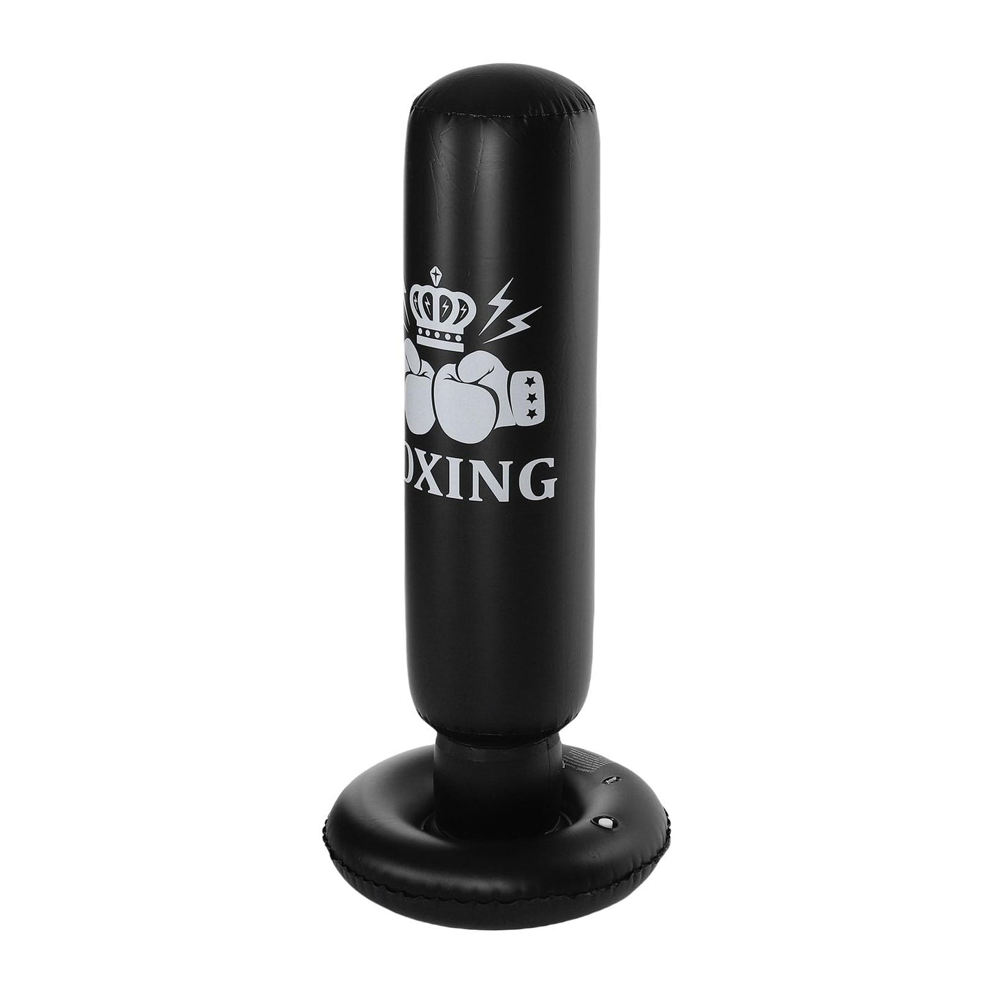 ALIESTFDNO Punching Bag Boxing Bag Kids Punching 63in Inflatable Freestanding Dummy, Foldable Boxing Equipment Toy for Karate Taekwondo MMA Training Indoor Outdoor (Black)